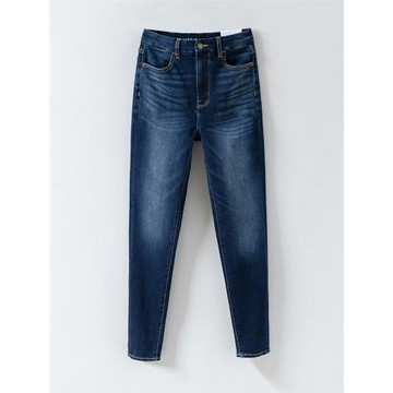 AEO 美國鷹秋季藍色超高腰四面彈力修身顯瘦提臀鉛筆小腳牛仔褲女