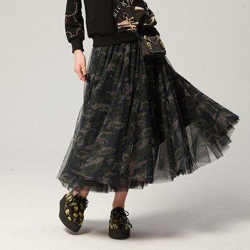 CLL巧玲瓏 網紗個性迷彩長裙 1810609