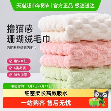 潔麗雅珊瑚絨毛巾比純棉全棉吸水柔軟速干家用新款洗臉巾干發帽