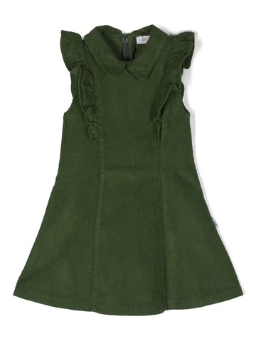 There Was One Kids - ruffled sleeveless corduroy dress - kids - Cotton - 4 yrs - Green