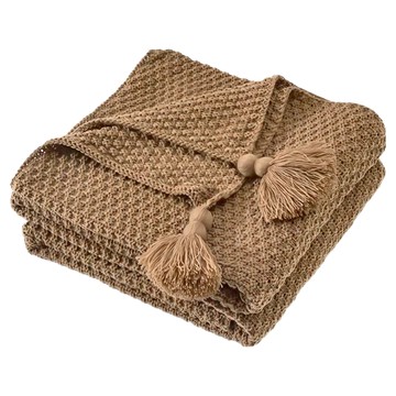 經典北歐風流蘇空調被 腈編合成纖維  150 x 110cm  咖啡色