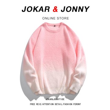 JOKAR&JONNY漸變毛衣男款秋冬季潮牌情侶寬松慵懶風休閑針織衫男