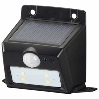 オーム電機　ソーラーセンサーウォールライト110lm 置型 monban ブラック　LS-S108PN4-K