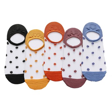 新款日系超薄復古波點卡絲女船襪隱形襪硅膠短襪 玻璃絲水晶絲襪