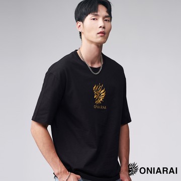 鬼洗 BLUE WAY – 潮流斜紋鬼頭文字落肩短TEE(黑)