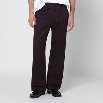 Burgundy cotton-blend trousers