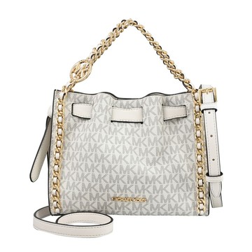 MICHAEL KORS MINA 印花LOGO皮革皮穿鏈造型兩用包.白