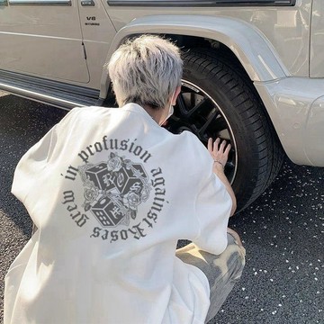 大尺碼男T恤 純棉短袖 重磅純棉夏季美式高街設計感小衆短袖T恤男生潮牌百搭寬鬆上衣0804