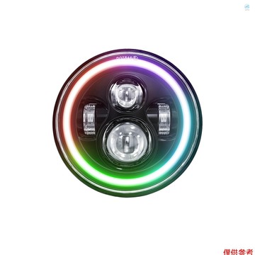 Crtw 7 英寸 LED 頭燈圓形頭燈,帶遠光燈/近光燈和 DRL 彩色角眼燈,適用於汽車摩托車,1 件裝