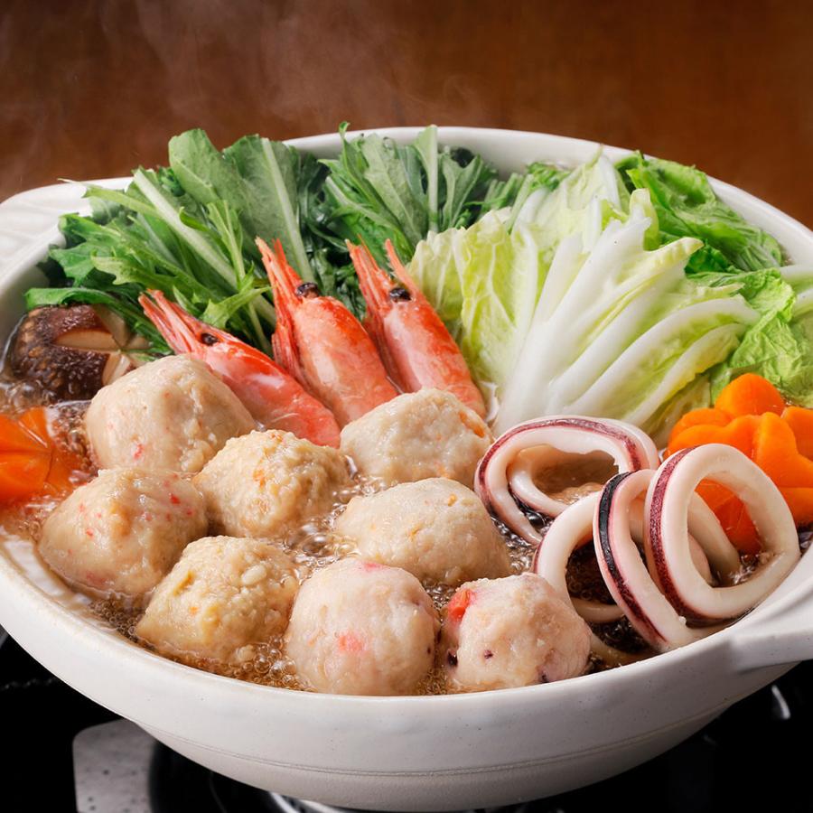 北海道 海鮮つみれ鍋 Hセット (つみれ4種（かに、えび、とりごぼう、たこ）、海老、帆立、冷凍うどん、スープたれ) 惣菜 鍋セット お取り寄せ