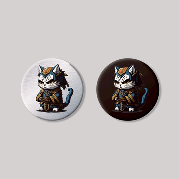 NO.21/戰國喵喵/圓形-鋁牌飾貼 SunBrother孫氏兄弟 金屬質感 防水 鋁牌 車貼