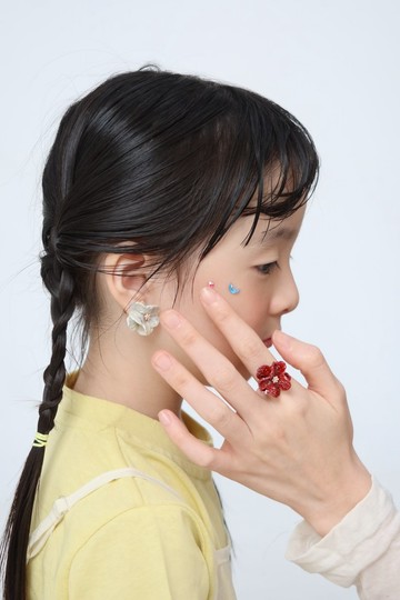 緋紅花語開口戒/可調整式 花 樹脂 閨蜜 親子 可愛 夾式 日系