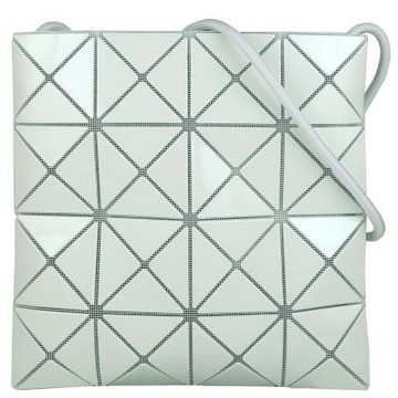 ISSEY MIYAKE 三宅一生 BAOBAO 珍珠白綠色亮面三角格4x4肩背/斜背包