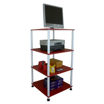 【頂堅】四層長管-置物架/電器架/收納架-60x60公分-三色可選喜氣紅色