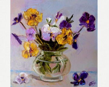 花朵油畫-原創藝術品-小畫-紫羅蘭畫