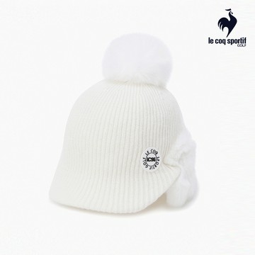 【LE COQ SPORTIF GOLF公雞高爾夫】女款白色時尚耳環針織帽 QLW0K192