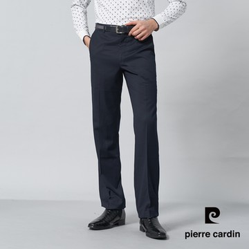 pierre cardin 皮爾卡登 商務 男款 暗緹花平口舒適長褲-丈青色(5245846-38)