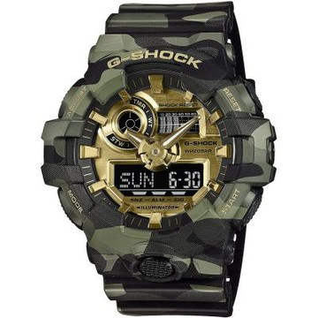 CASIO 卡西歐 G-SHOCK 金色迷彩 雙顯 GA-700CMG-3A