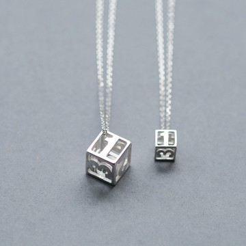 2件組) 骰子 Pair Necklace 925 純銀