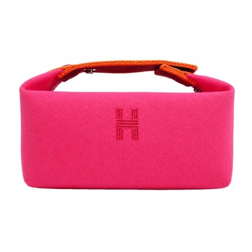 Hermes 愛馬仕 ride-a-Brac 人字紋帆布便當袋(小/桃)