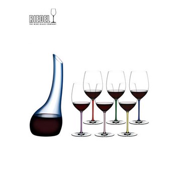奧地利RIEDEL 小喇叭五彩手工吹制水晶醒酒器輕奢高檔送禮高顏值