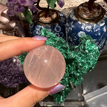 莫桑比克 星光粉晶球 心花朵朵開 六芒星 正星光+透星光 S25BU27-03