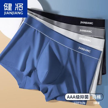 健將品牌男士內褲男純棉平角褲男生全棉抑菌男款高端四角男式短褲
