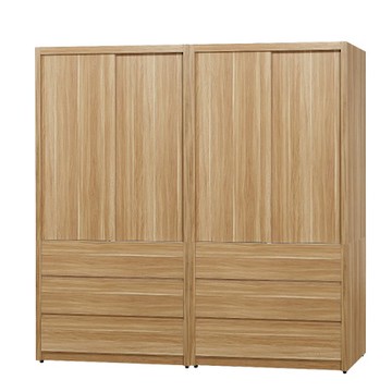 【MUNA 家居】莫托斯6.4X7尺蘋果木色推門衣櫥(衣櫃)