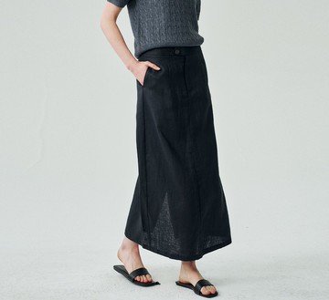 【100%亞麻】法式簡約/直筒中長款半身裙