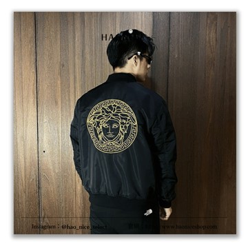 【HAO NICE】100%正品 絕美VERSACE 經典刺繡logo巴洛克風棒球外套 夾克 防風