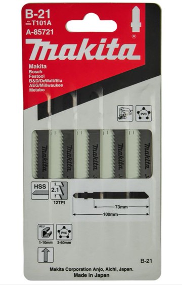 MAKITA 牧田 A-85721 B-21 線鋸片 5入 高速鋼 一般切割 適用 塑料 任性塑料 鋁材修整