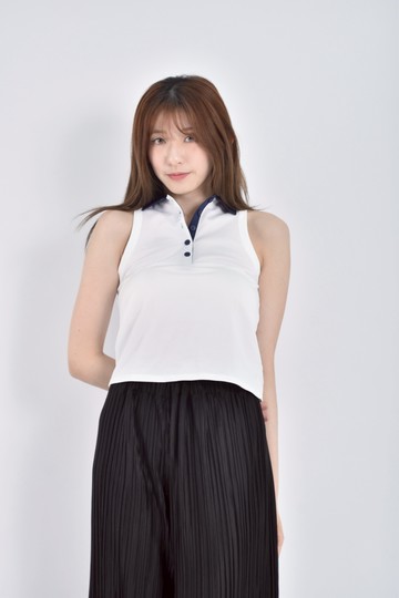 加購優惠(S) 【里唯私服】agni質感翻領無袖白色上衣