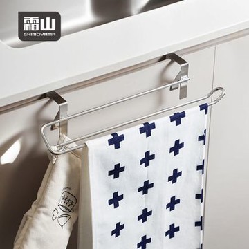 日本霜山 不鏽鋼廚櫃門後掛架/雙桿抹布架