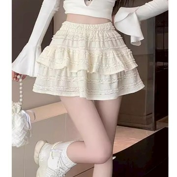 半身裙 蛋糕裙 小個子 大尺碼 甜美女生百搭短裙 蓬蓬短裙 加大碼短裙 花邊重工裙子 顯高顯瘦 短裙 娃娃裙 芭蕾風