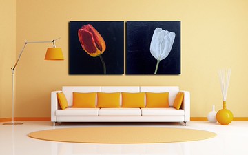 一套 2 花畫 原畫 花卉畫 掛畫