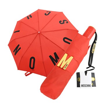 MOSCHINO 8911 品牌字母LOGO印花自動摺疊晴雨傘.紅