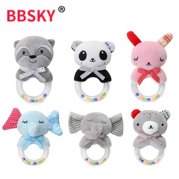 現貨《寶寶玩具A3B】BBSKY嬰幼兒手搖鈴 動物手搖圈 ♥ 立體動物造型手搖鈴 寶寶安撫手抓 毛絨玩具 搖鈴玩具