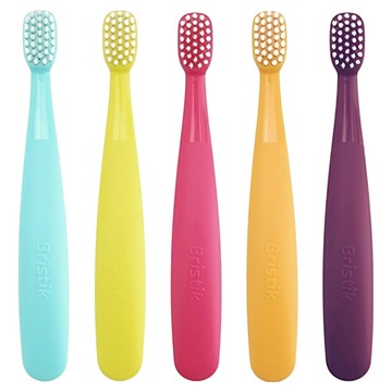 Bristik 設計款牙刷 6個月以上 超柔軟  藍色+粉色+黃色+橘色+紫色  5支  1組