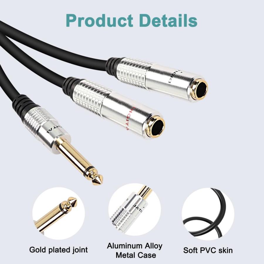 XMSJSIY 6.35mm TS Guitar Signal Audio Y Splitter Cable, Male to Dual Mo