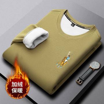 【新款熱賣】保羅秋冬季華夫格衛衣品牌刺繡高端體恤圓領長袖男士加絨保暖衛衣