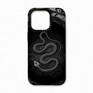 iPhone 16 Pro 殼 TRON IPhone 16 Pro 黑白蛇圖騰 太空殼 透黑款 手機殼