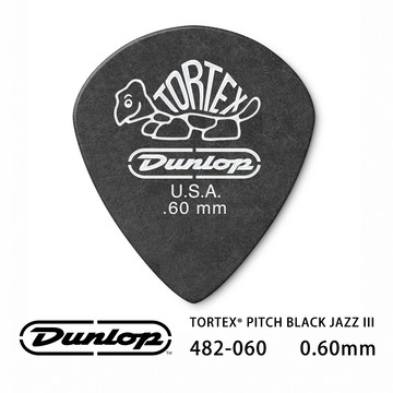Jim Dunlop Tortex Pitch Black Jazz lll 482R 0.60mm Pick