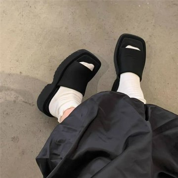 趙露思同款~厚底拖鞋女2025新款增高小個子外穿露趾休閑涼拖鞋