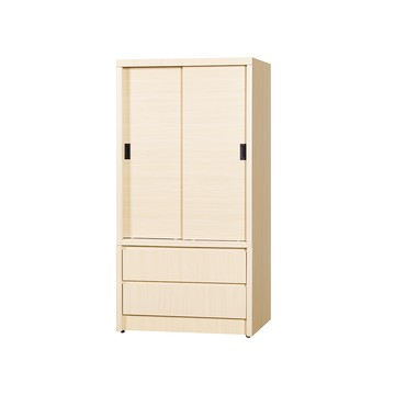 【顛覆設計】簡約3x6尺推門二抽衣櫃/衣櫥(無鏡子)白梧桐色