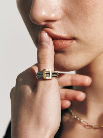 Blank SQ Double Line Ring