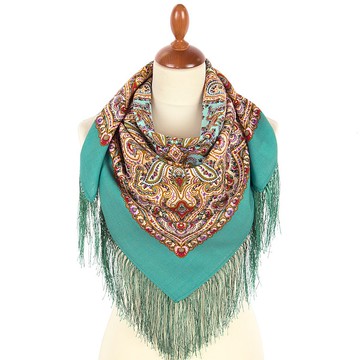 正品 Павло́во Поса́д 俄羅斯披肩 圍巾 柔軟 100% 羊毛 89x89 公分 1923-11