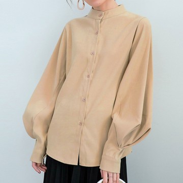 [韓國K.W.]秋冬現貨新品-素色簡約寬袖首爾襯衫