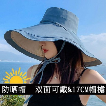 桃園出貨✨超大帽檐夏季戶外出遊防紫外線遮陽帽女洋氣漁夫帽防曬護頸太陽帽