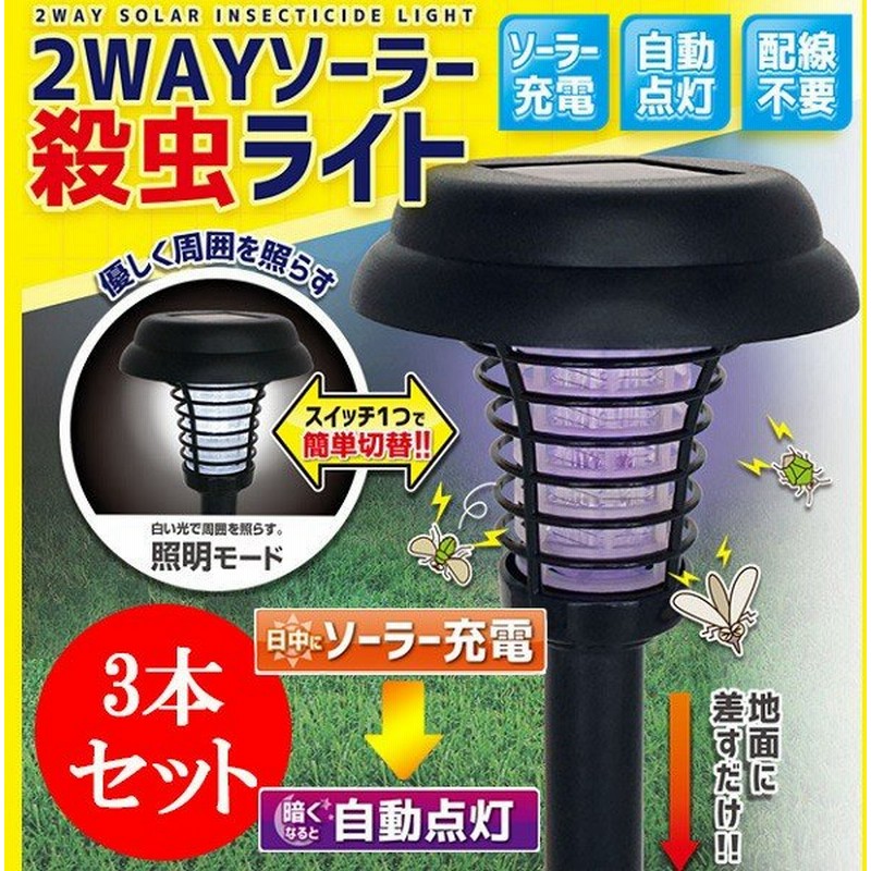 電撃殺虫器 屋外用 ソーラー 殺虫器 照明 蚊 虫除け 駆除 対策 虫 ハエ 電気 自動点灯 殺虫灯 殺虫ライト 防虫 電源 配線 不要 蚊取り 通販 Lineポイント最大0 5 Get Lineショッピング