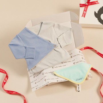 客製化姓名彌月禮 新生兒禮物 時尚色塊拼接包屁衣 日本有機棉